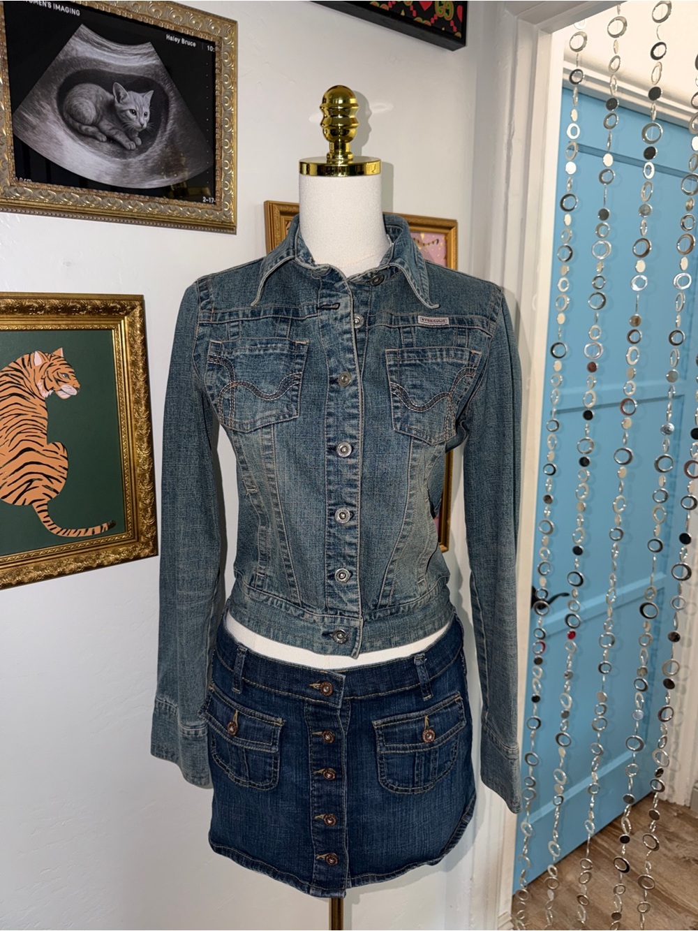 Vintage Y2K Classic Denim Jacket in Faded Blue